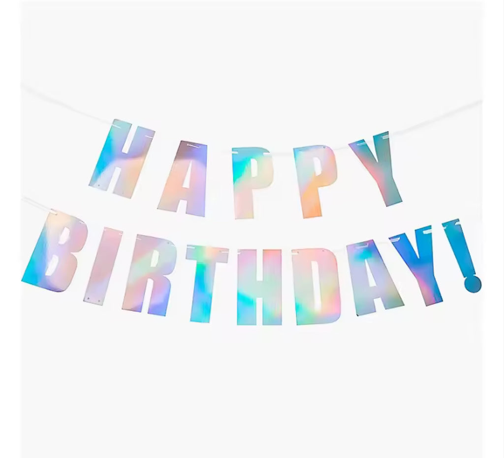 Iridescent Happy Birthday Letter Banner