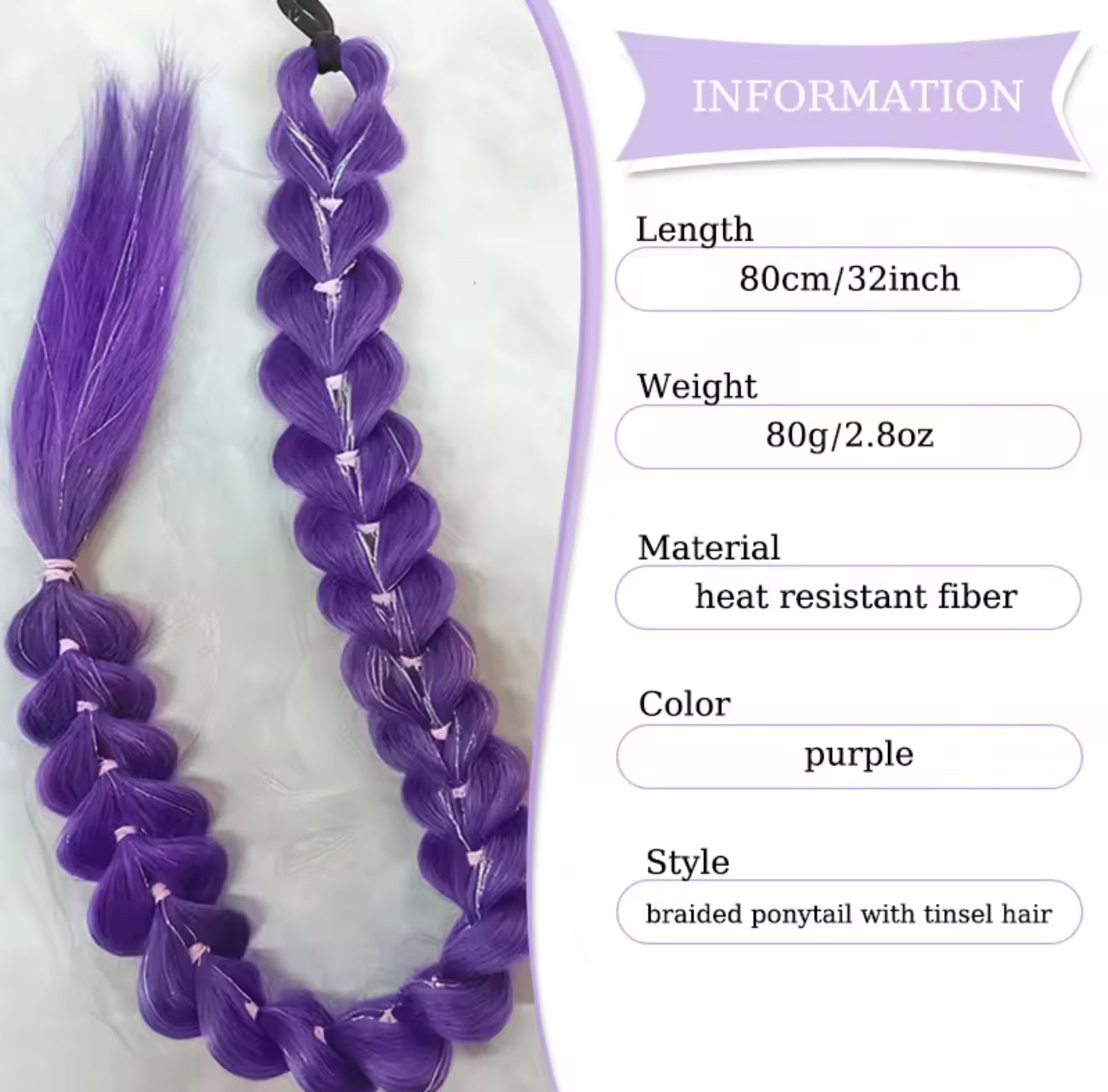 Rumi Purple Braid with Silver Tinsel