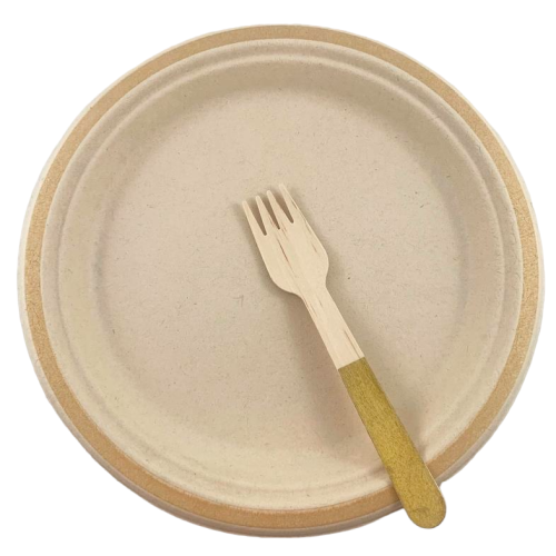 Sugarcane Lunch Plates 180mm Gold Pack of 10