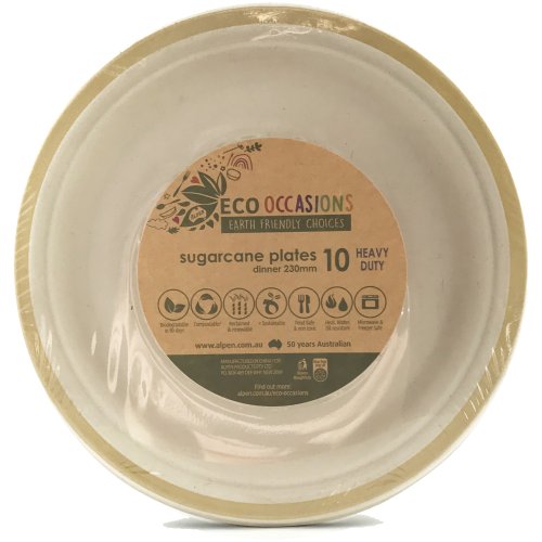 Sugarcane Dinner Plates 230mm Gold Pack of 10