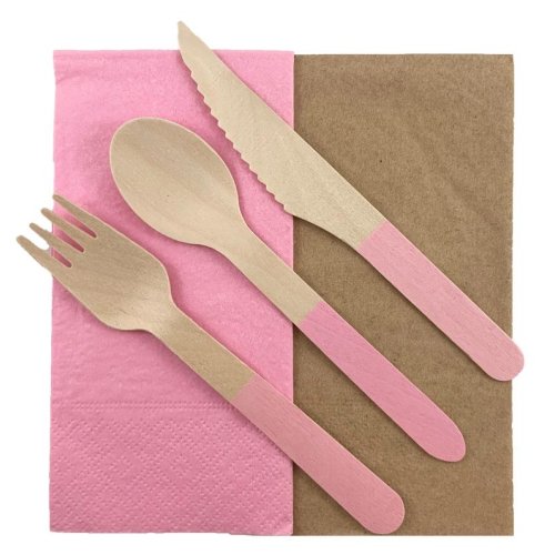 Napkins Lunch 1/8 fold Light Pink & Kraft Pack of 20
