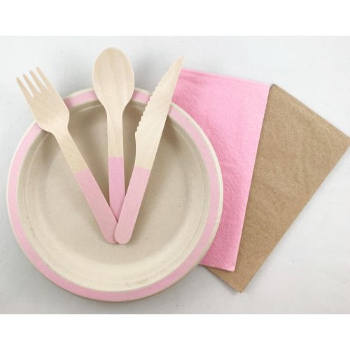 Pink Sugarcane Lunch Plates 18cm Coloured Pack of 10