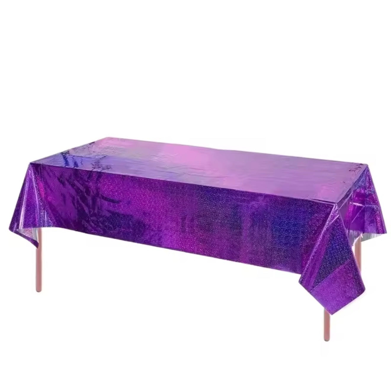 Purple Plastic Table Cover Holographic 274x136cm