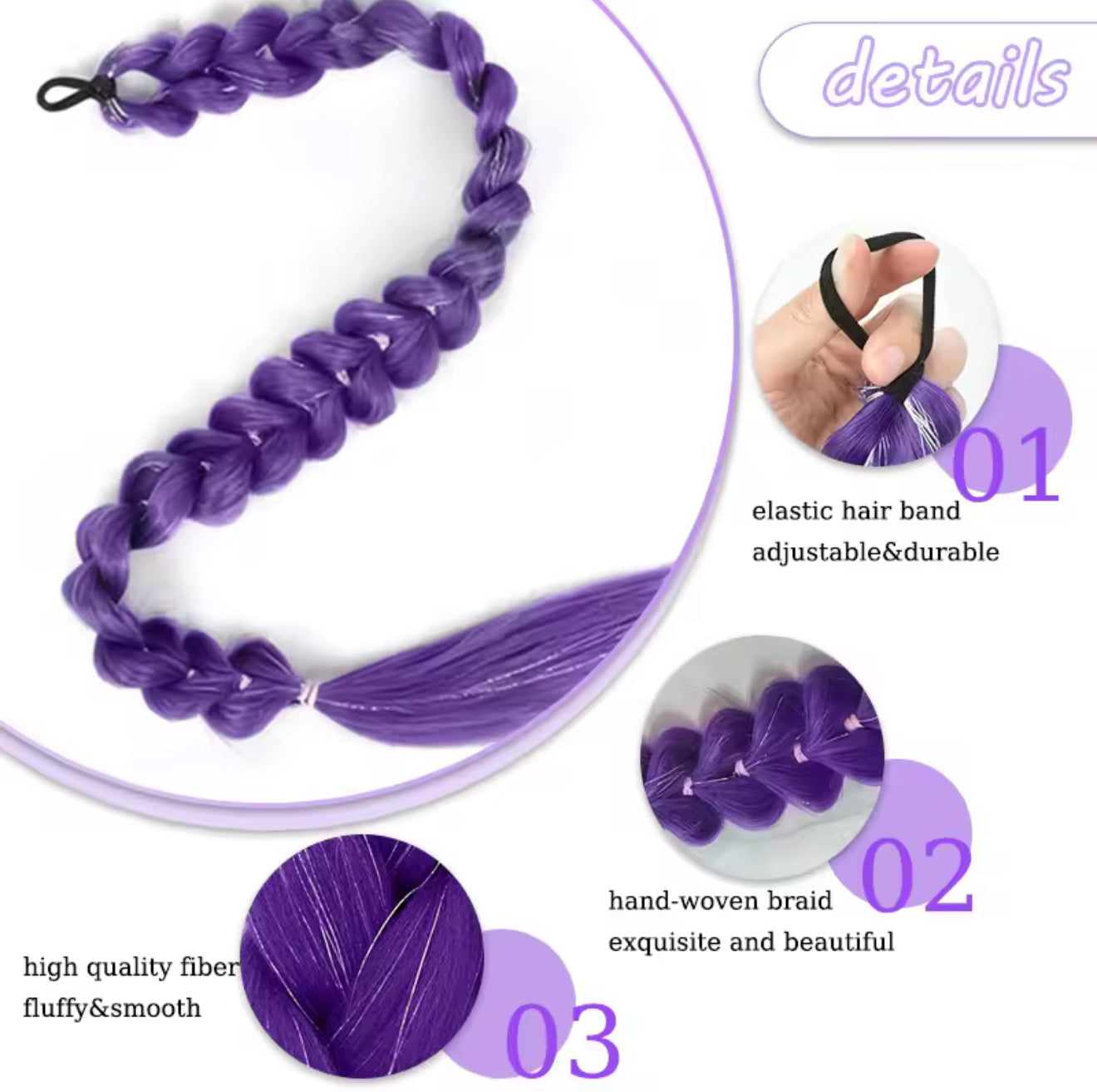 Rumi Purple Braid with Silver Tinsel
