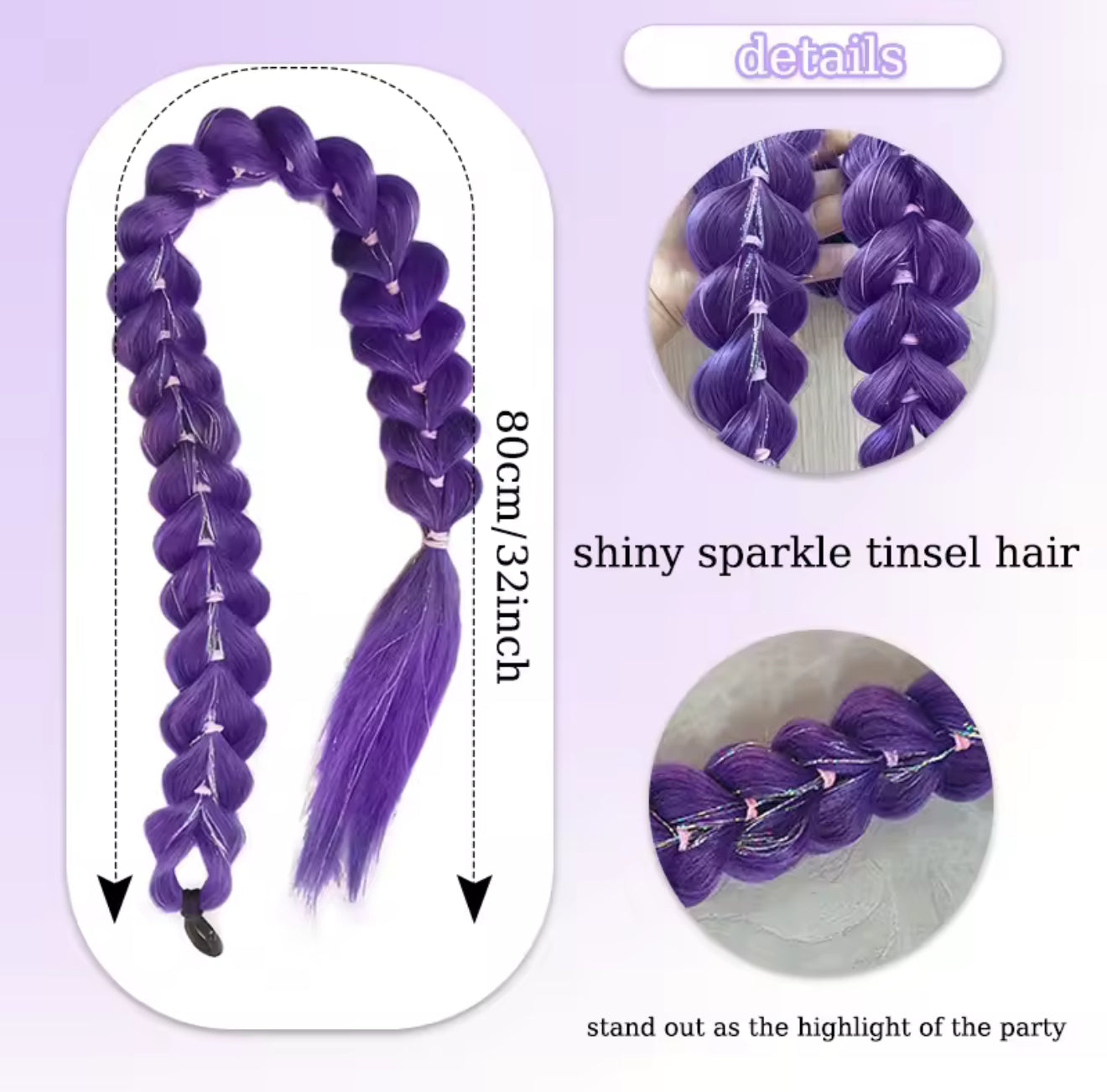 Rumi Purple Braid with Silver Tinsel