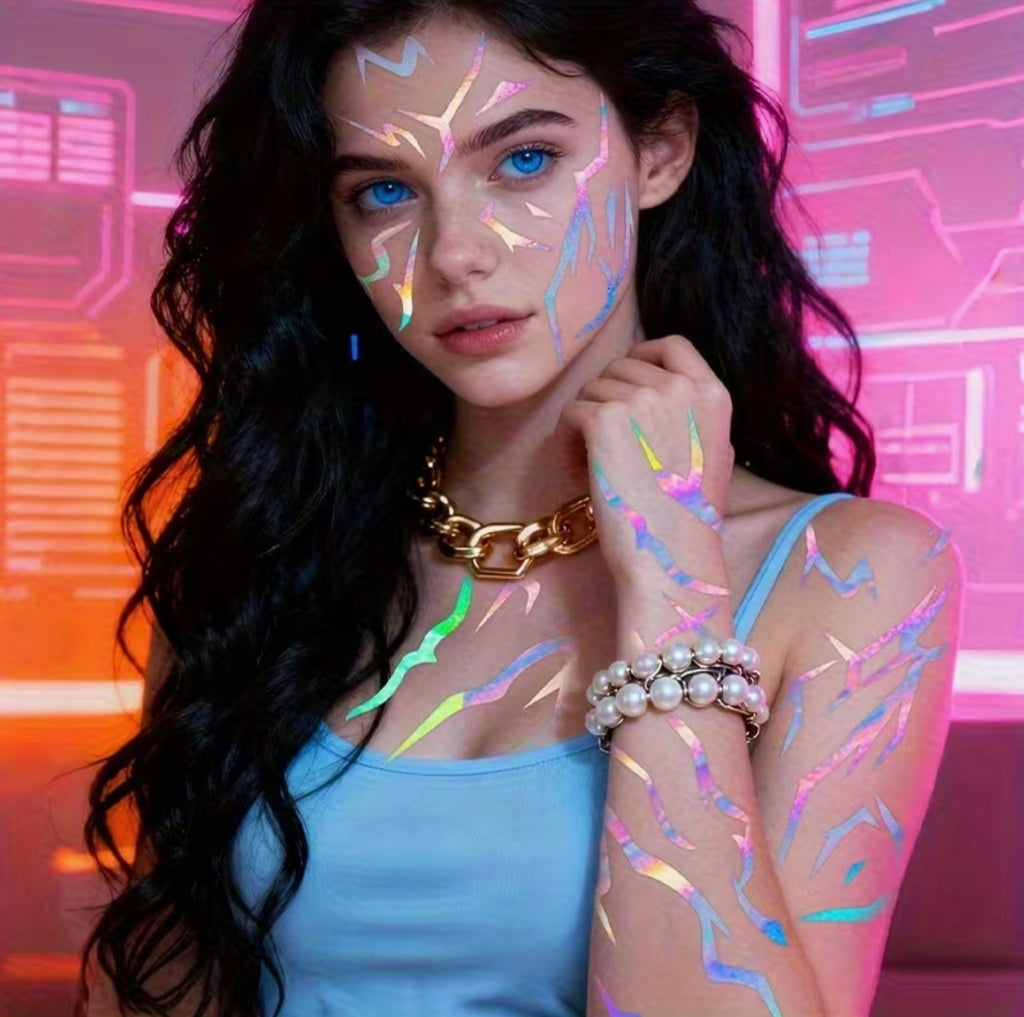 Holographic Lightening Temporary Tattoo Stickers for Rumi Costume