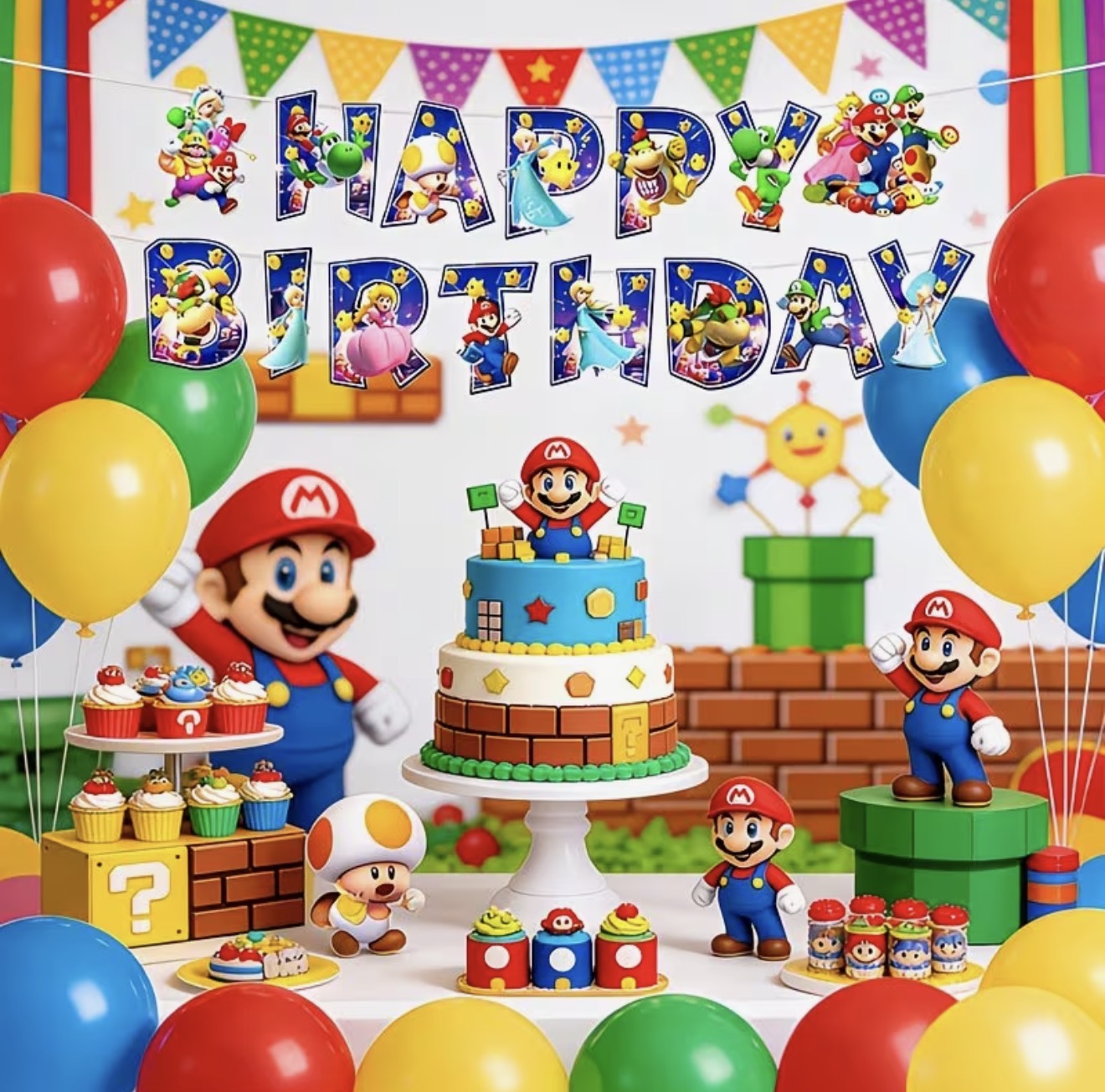 Super Mario Galaxy Happy Birthday Banner