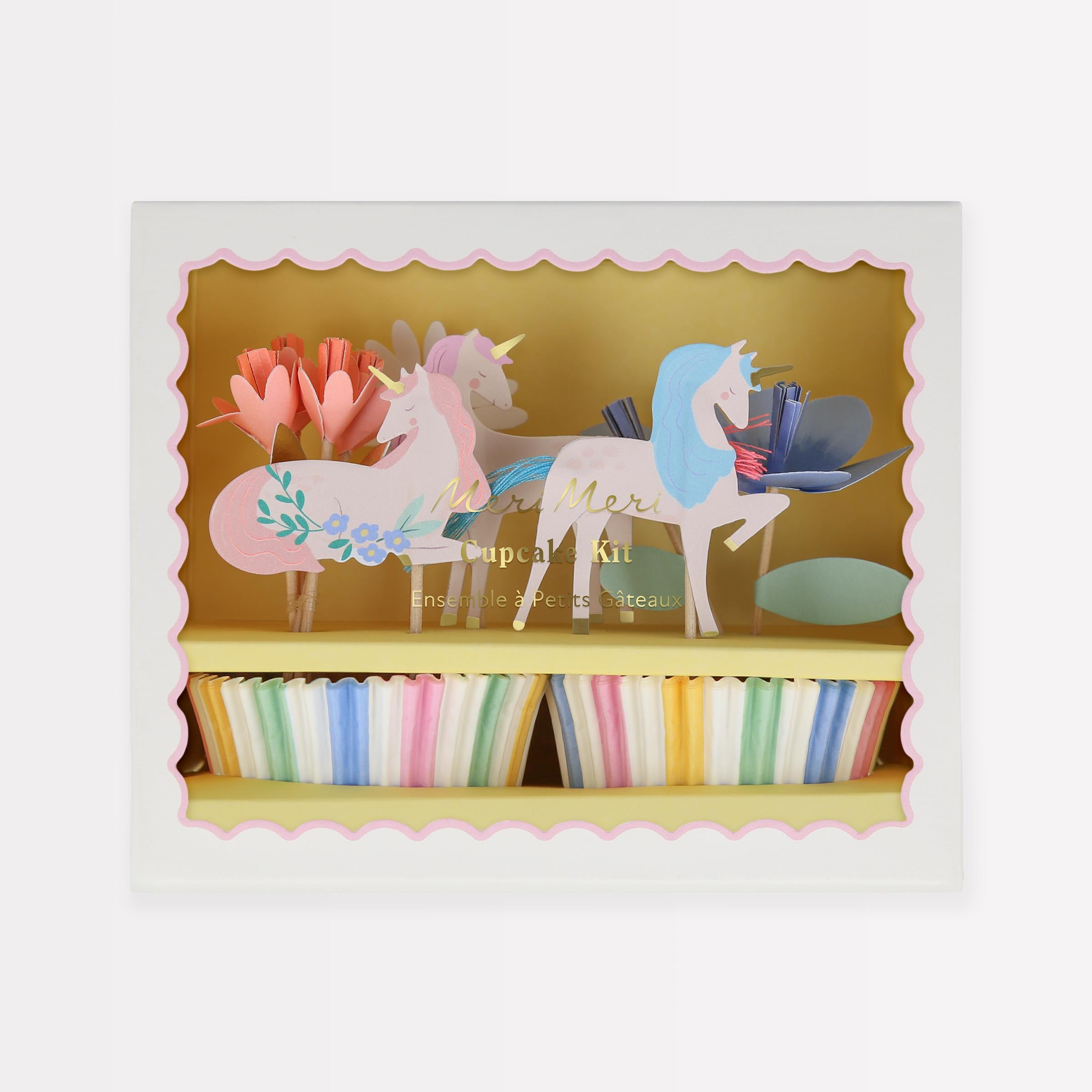 Meri Meri Meadow Unicorns Cupcake Kit (Pack of 24 toppers in 6 designs)