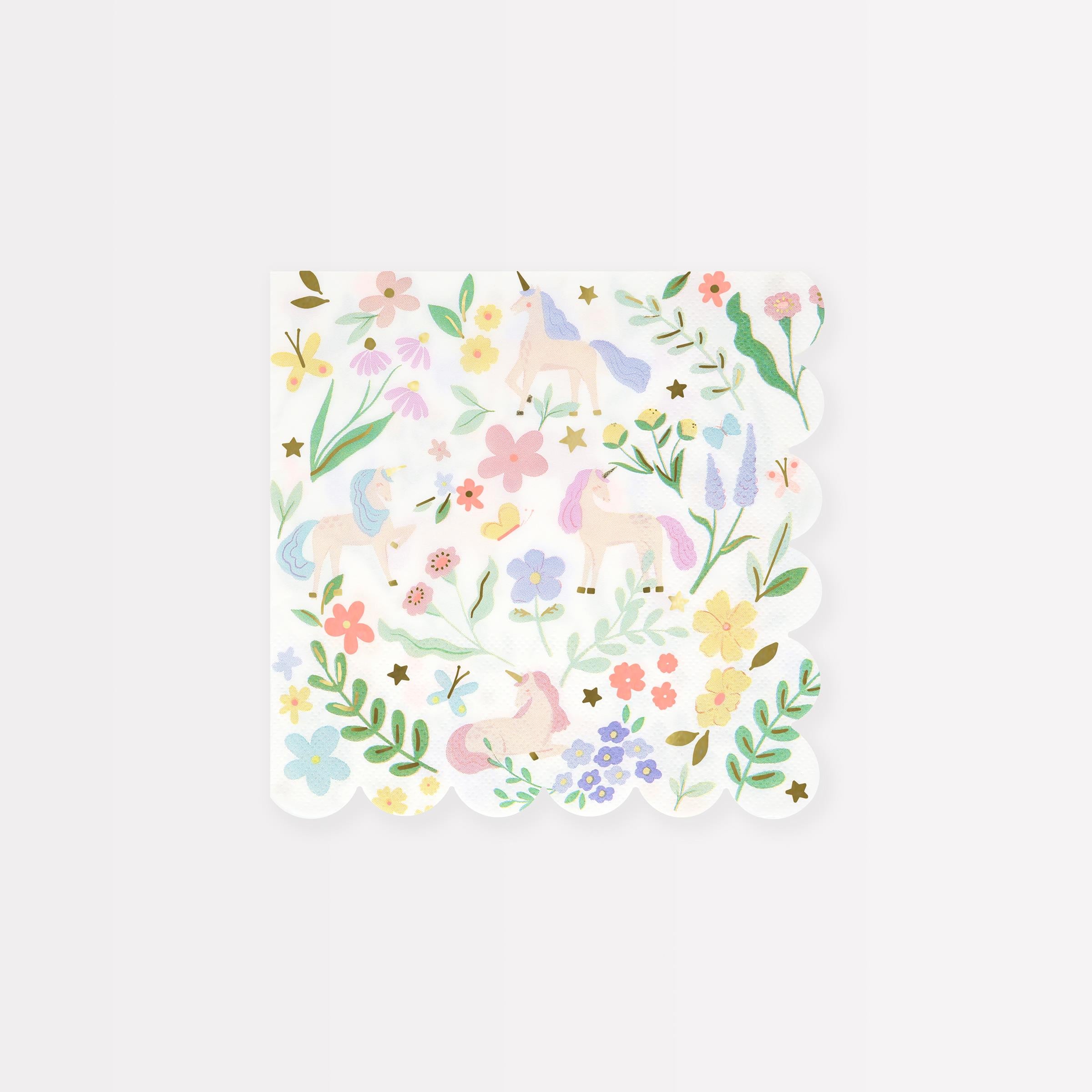 Meri Meri Meadow Unicorns Small Napkins (Pack of 16)