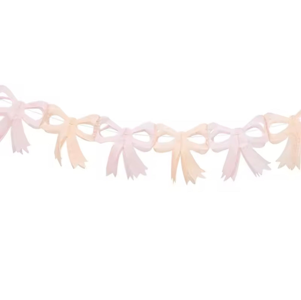 Tissue Paper Bow Garland in Pink and Peach