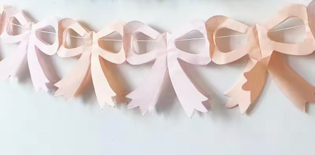 Tissue Paper Bow Garland in Pink and Peach
