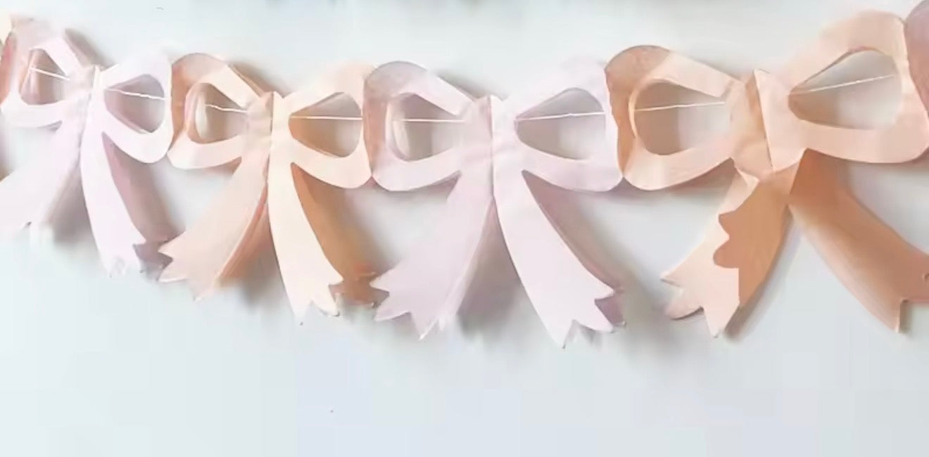 Tissue Paper Bow Garland in Pink and Peach