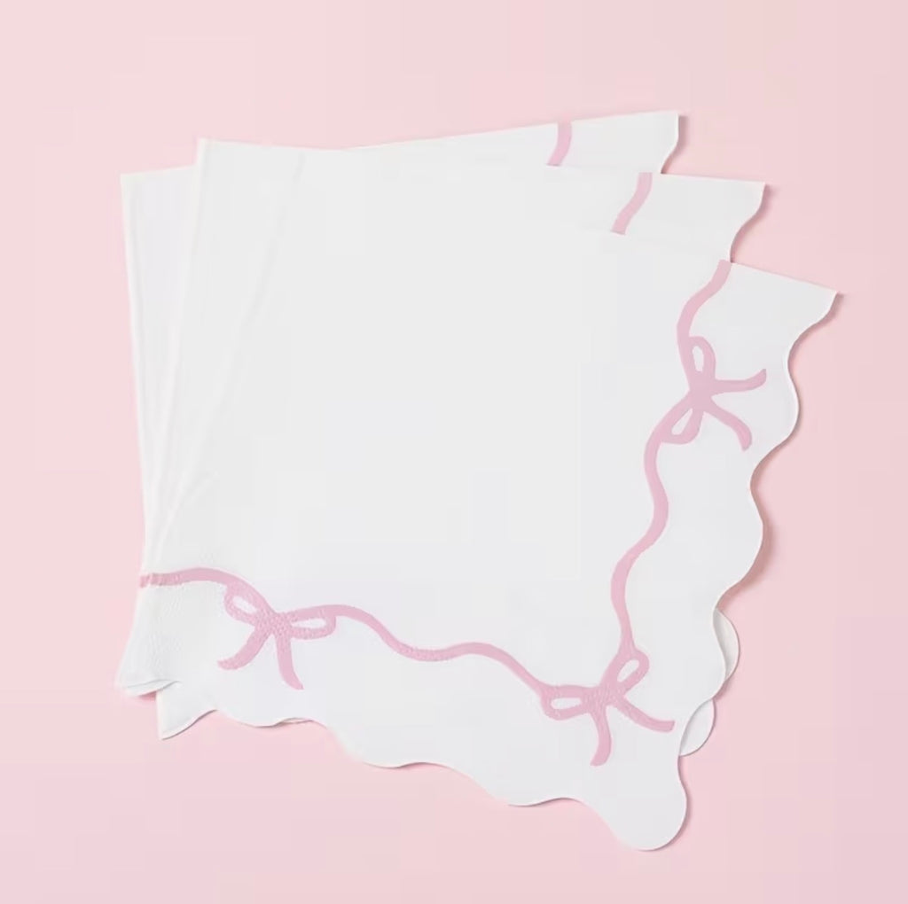 16 Pink Bow Napkins