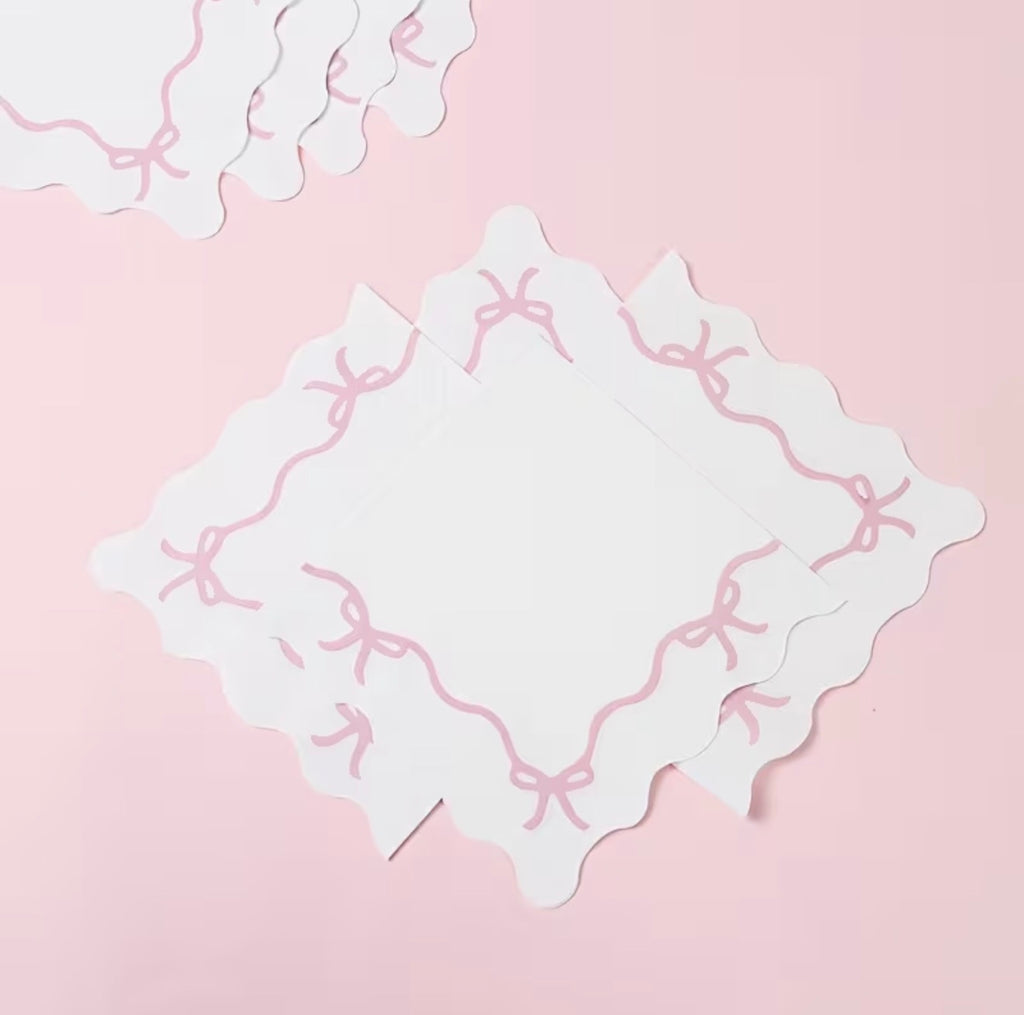16 Pink Bow Napkins