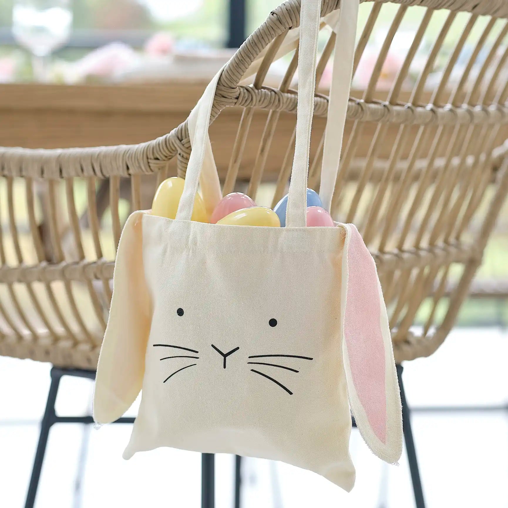 Hop Hop Hooray Easter Canvas Tote Bag with Bunny Ears by Ginger Ray