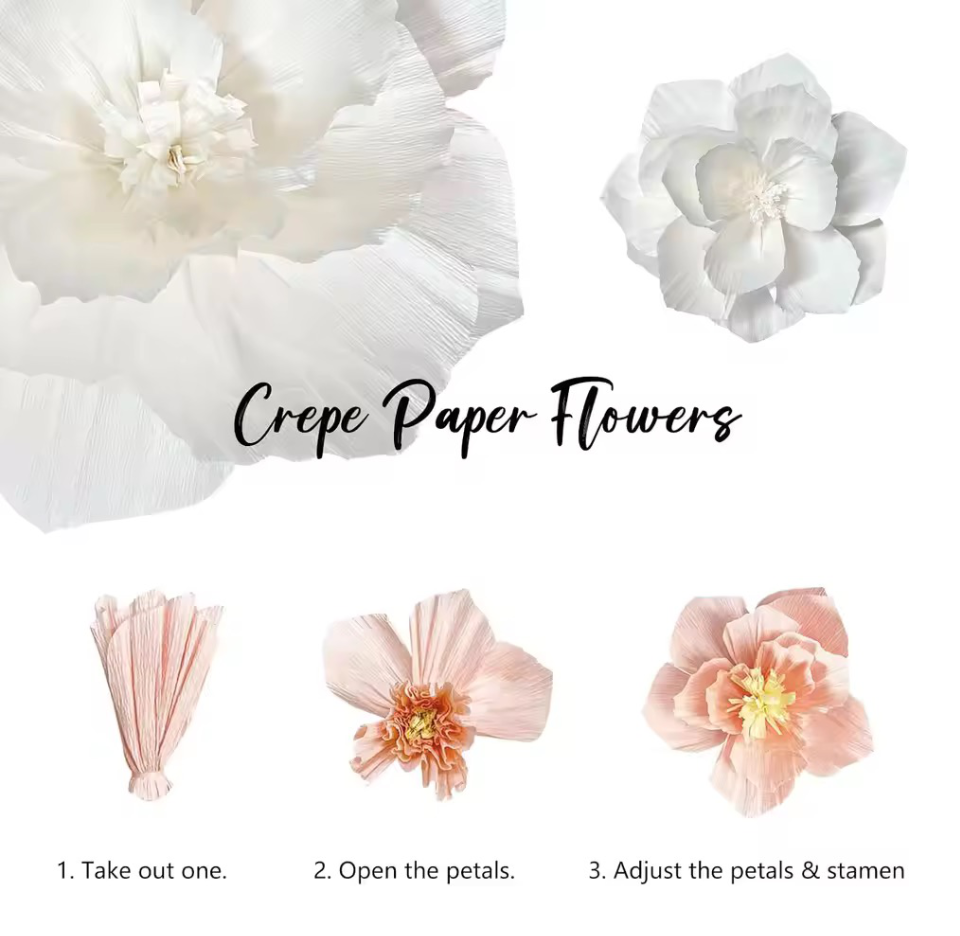 6 Crepe Paper Flowers
