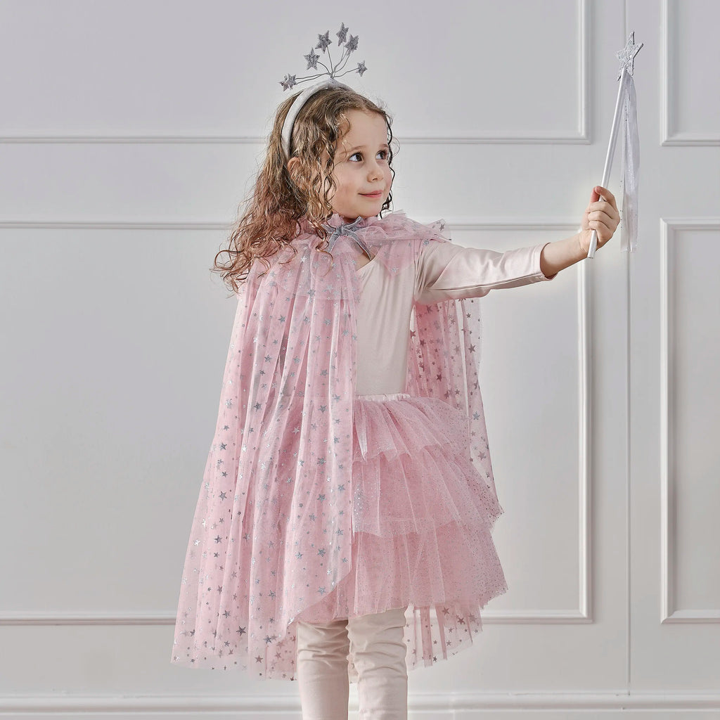 Pink & Silver Sparkle Fairy Princess Costume Cape by Ginger Ray
