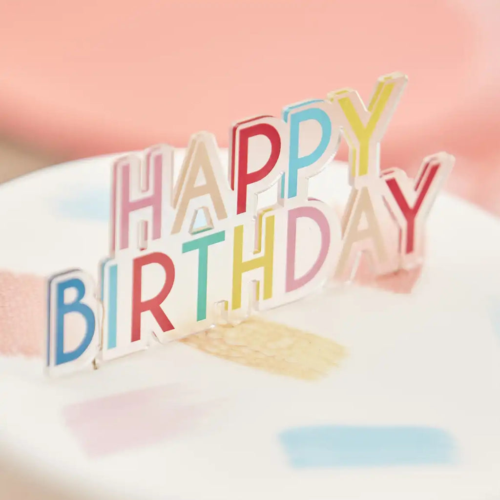 Reusable Acrylic Mix It Up Cake Topper - Happy Birthday Brights by Ginger Ray