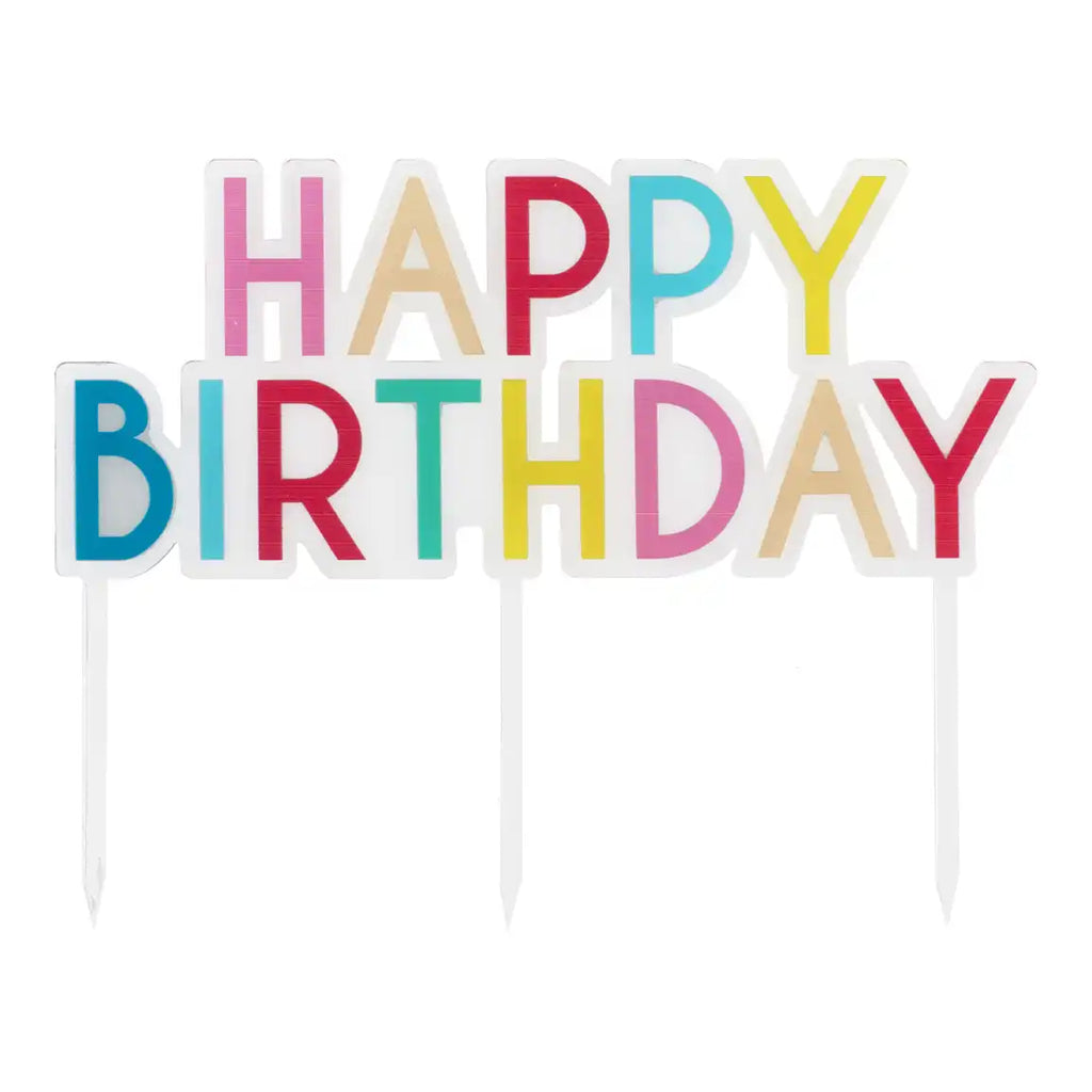 Reusable Acrylic Mix It Up Cake Topper - Happy Birthday Brights by Ginger Ray