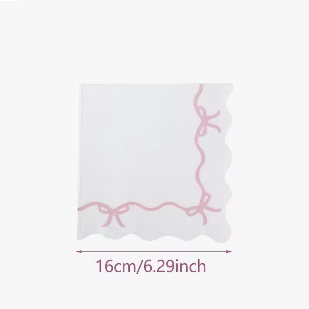 16 Pink Bow Napkins