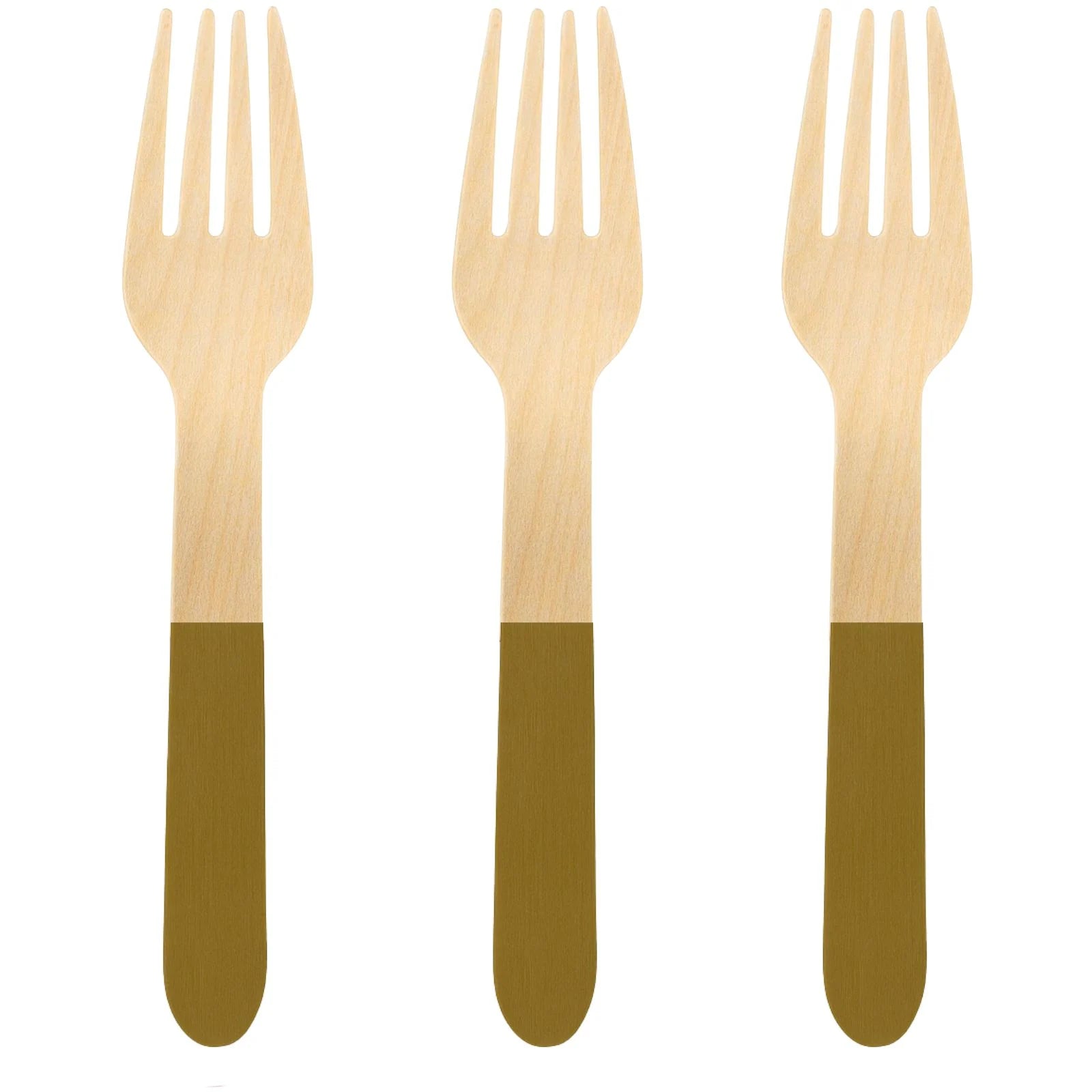 Metallic Gold Dipped Wooden Forks Pack of 20