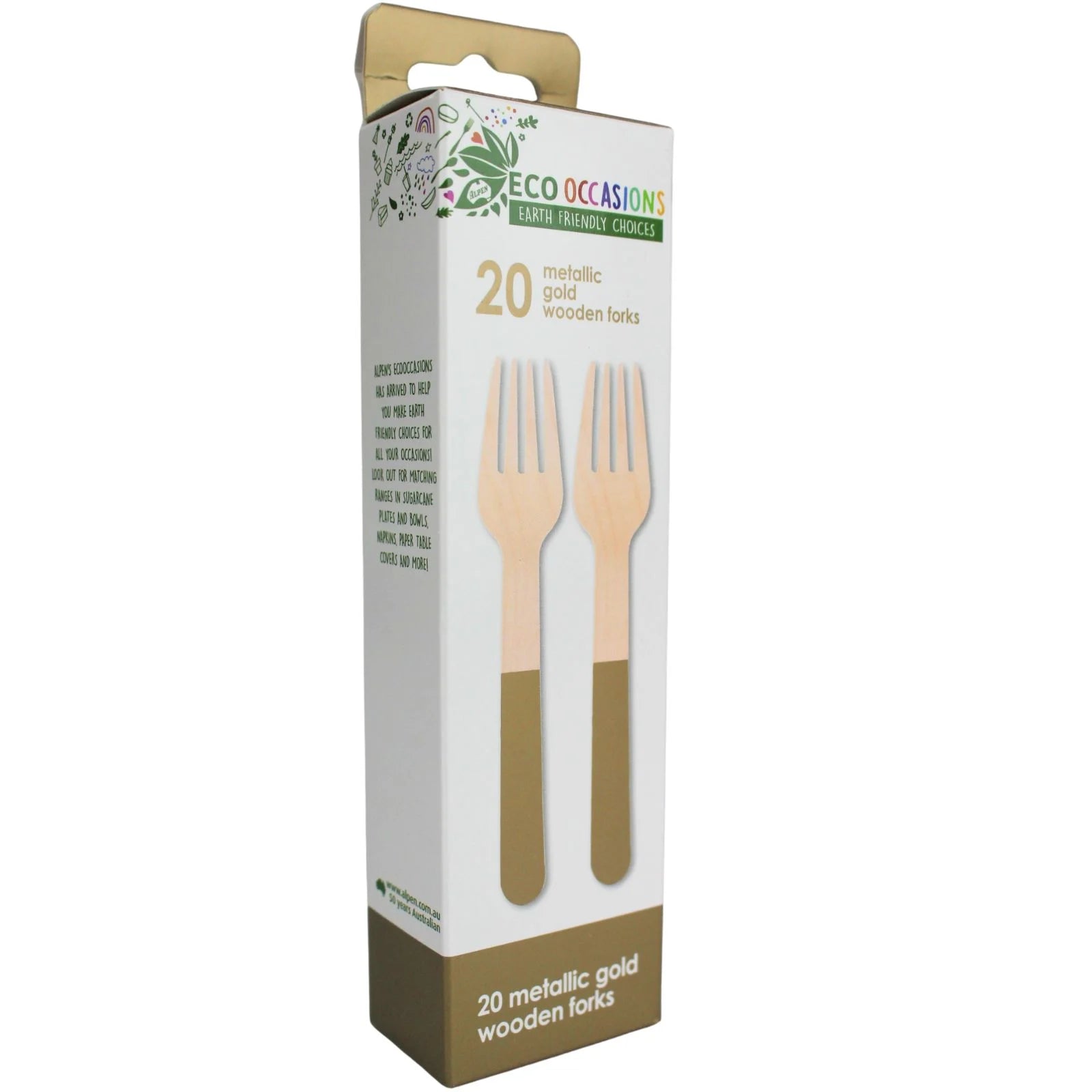 Metallic Gold Dipped Wooden Forks Pack of 20